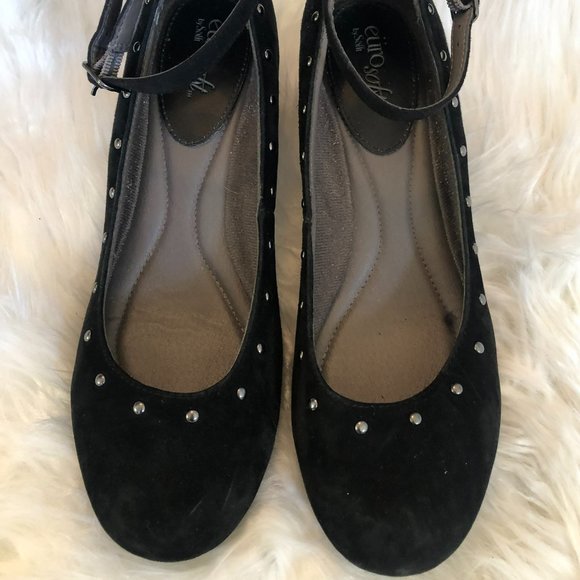 EuroSoft by Sofft Devi Black Suede Studded Block Heel Pumps 8 - Picture 5 of 9